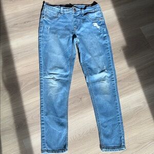 JUSTICE 12 PLUS Distressed Stretchy Mid-Rise Denim Jeggings Jeans